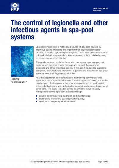 Health and Safety Guidance - Control of Legionnaire and Other infectious Disease agents in Spa Pools